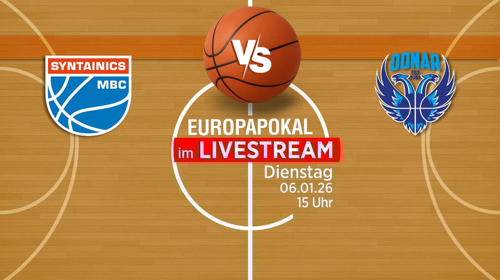 Der SYNTAINICS MBC ist zurück auf der europäischen Basketball-Bühne und empfängt am 6. Januar 2026 Donar Groningen in Weißenfels. Wir zeigen die Partie exklusiv und kostenlos im Livestream.