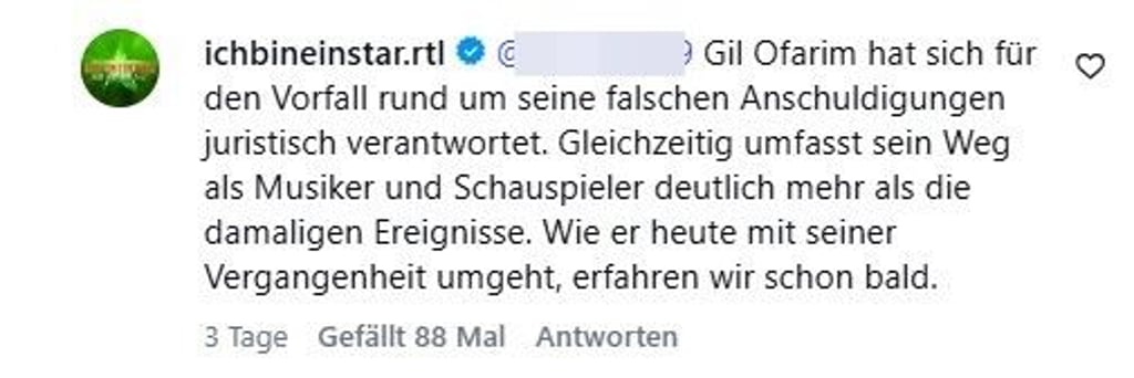 RTL sieht kein Problem an Gil Ofarims Teilnahme am Dschungelcamp.