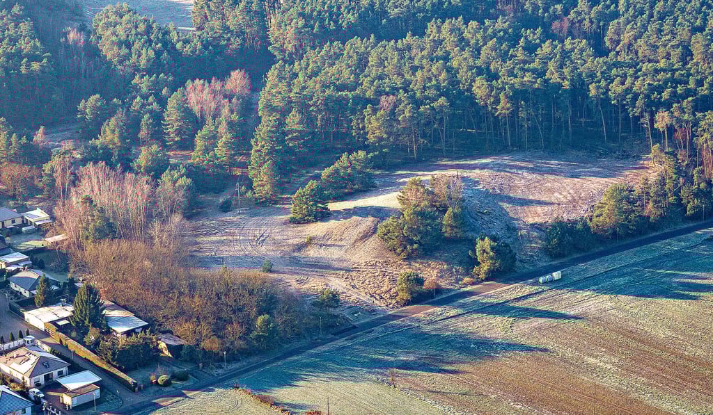 Luftaufnahme Vogelperspektive Osterberg Gommern Binnendüne Rodung