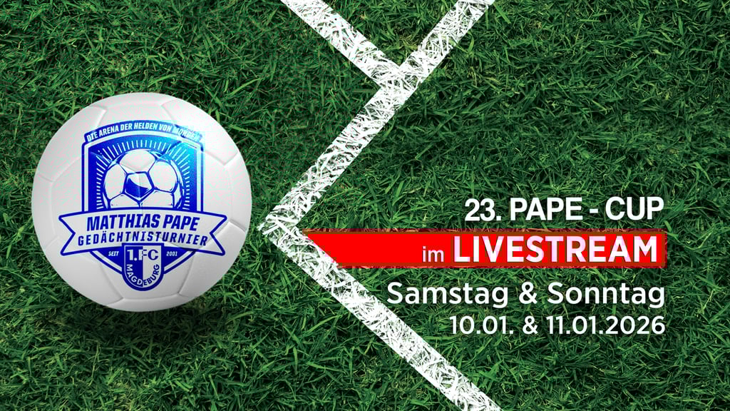 Am 10. und 11. Januar wird in Magdeburg der Pape-Cup ausgetragen. Wir zeigen das komplette Hallen-Fußballturnier der Talente im Livestream.