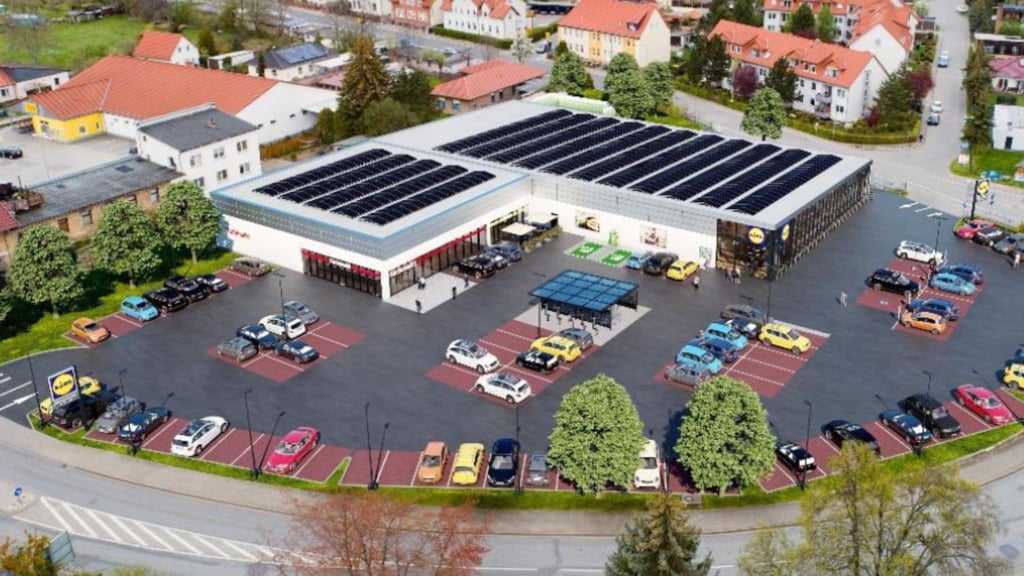 So könnte der Lidl-Neubau am Kreisverkehr Mühlenstraße/Westerhäuser Straße in Blankenburg künftig aussehen.