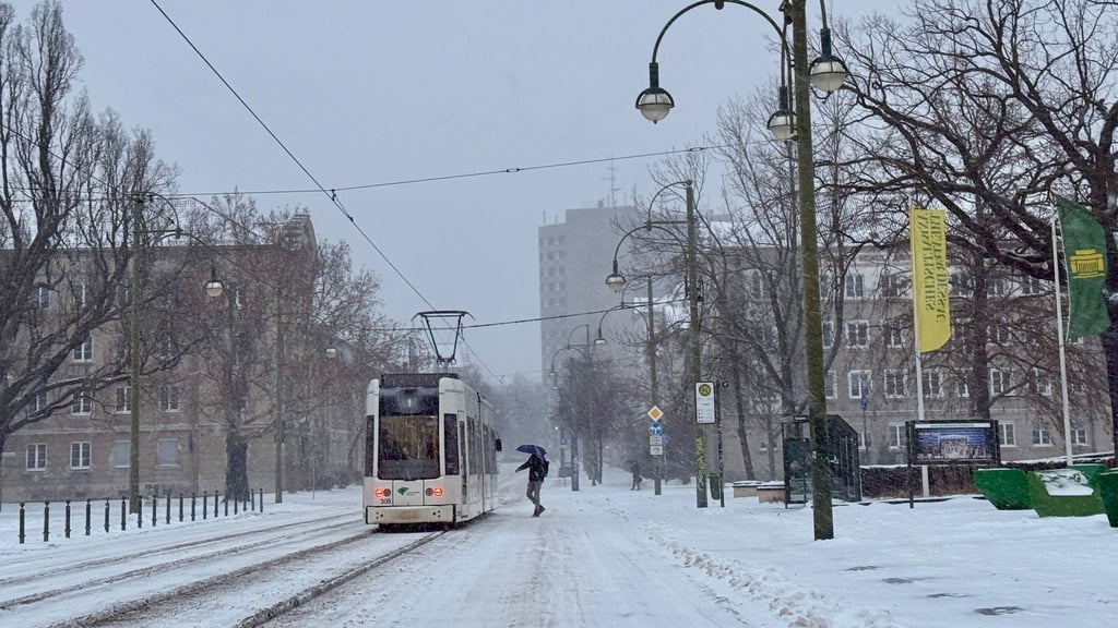 Am frühen Morgen fuhren noch einige Straßenbahnen in Dessau, inzwischen ist der Verkehr eingestellt. 