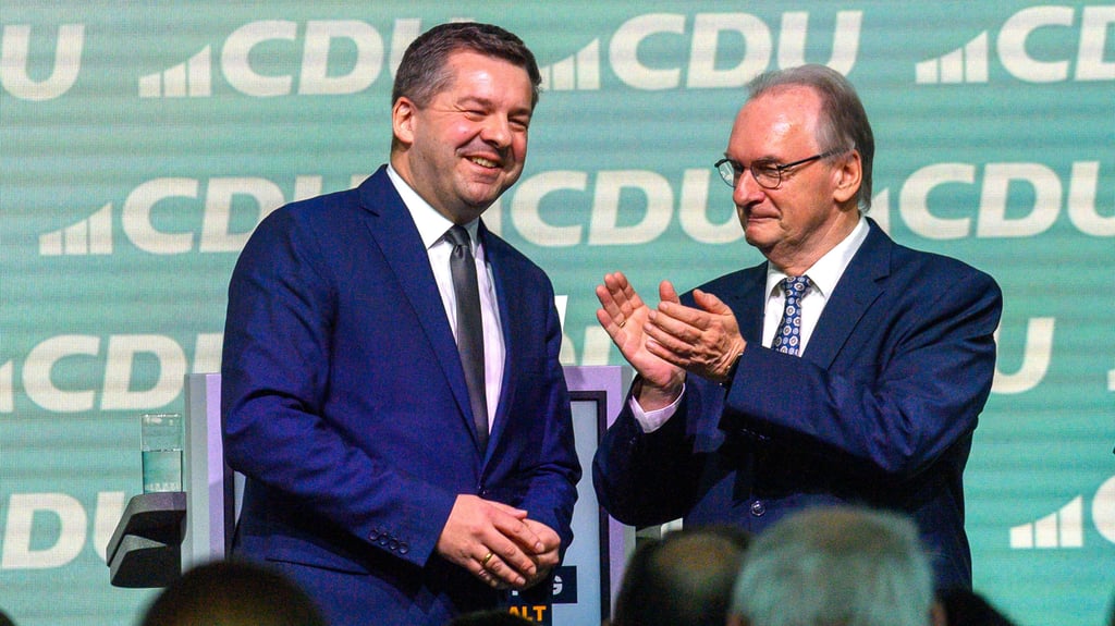 Sven Schulze (links) soll am 28. Januar Ministerpräsident Reiner Haseloff beerben.