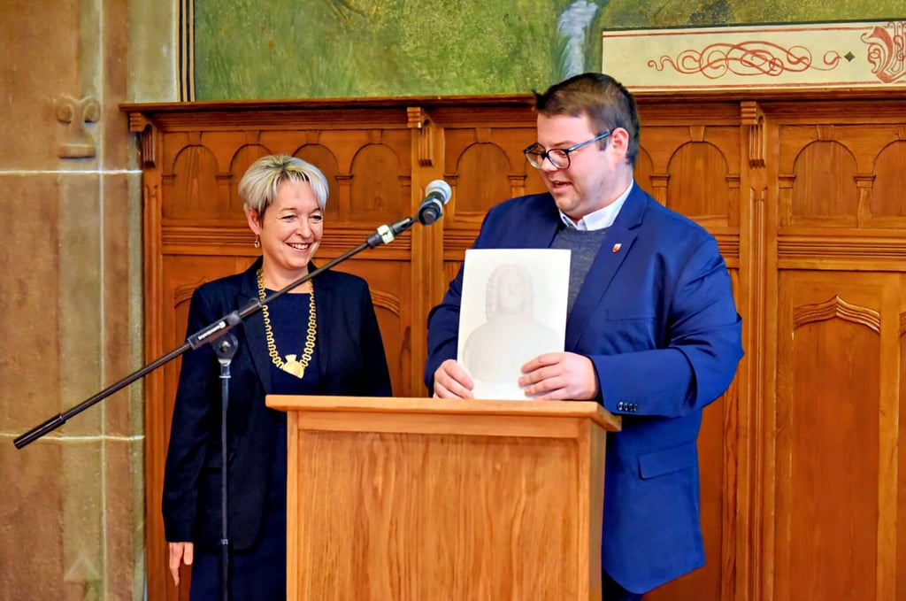Köthens Oberbürgermeisterin Christina Buchheim und ihr Stellvertreter Max Schuchardt hielten die Neujahrsrede gemeinsam.