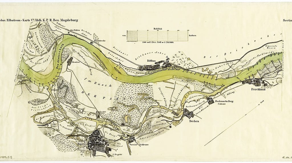 Auf Wikipedia zeigt ein alter Kupferstich aus dem Jahr um 1855 die Gemeinde Elbe-Parey.