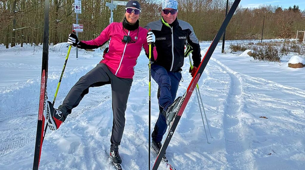 Silja Halbritter und Jens Mahler auf der Goitzsche-Loipe.