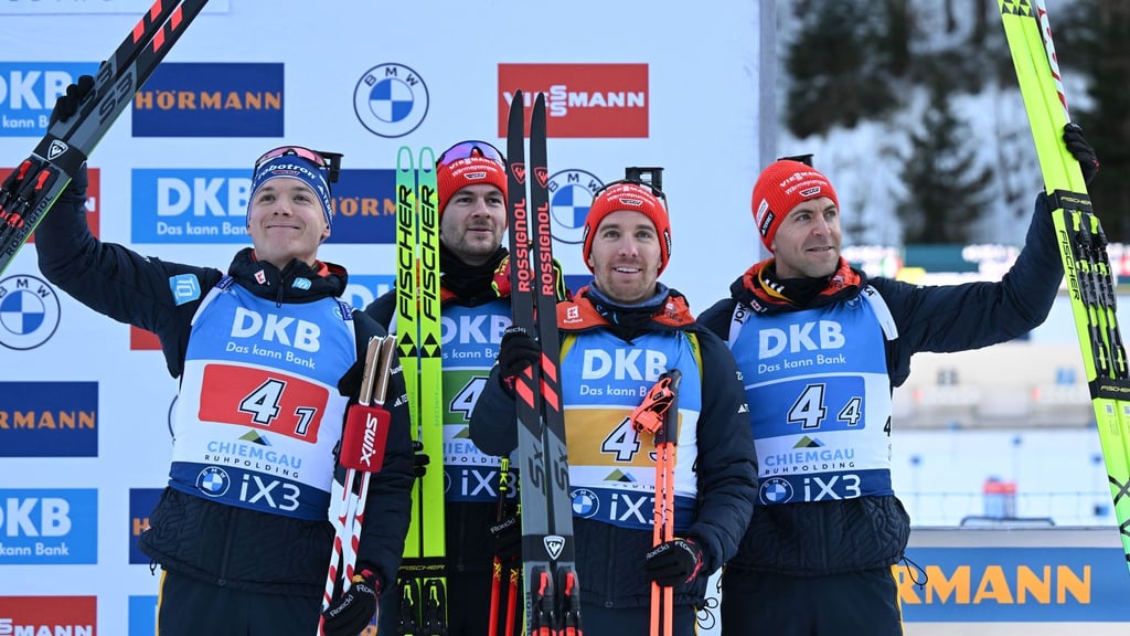 Erstes Staffelpodest der Saison für die deutschen Biathleten.