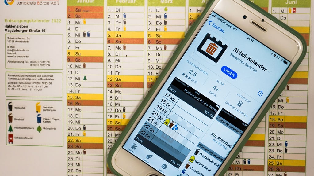 Die online Funktionen des Abfallkalenders im Jerichower Land sorgen für Schwierigkeiten.