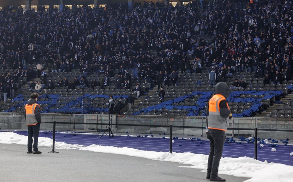 Protest der Hertha-Fans im Olympiastadion.