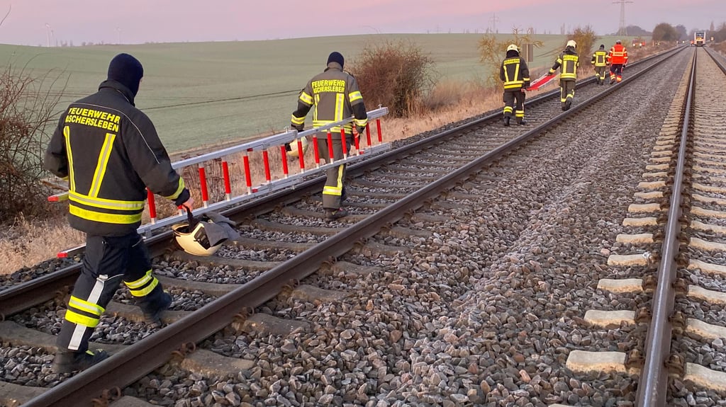 Auch die Ascherslebener Feuerwehr war beim tödlichen Unglücksfall auf der Bahnstrecke Aschersleben – Frose im Einsatz.