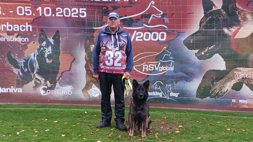 Willi Adamitz und seine Hündin Xalli traten bei der WM in den Disziplinen Fährte, Unterordnung und Schutzdienst an.