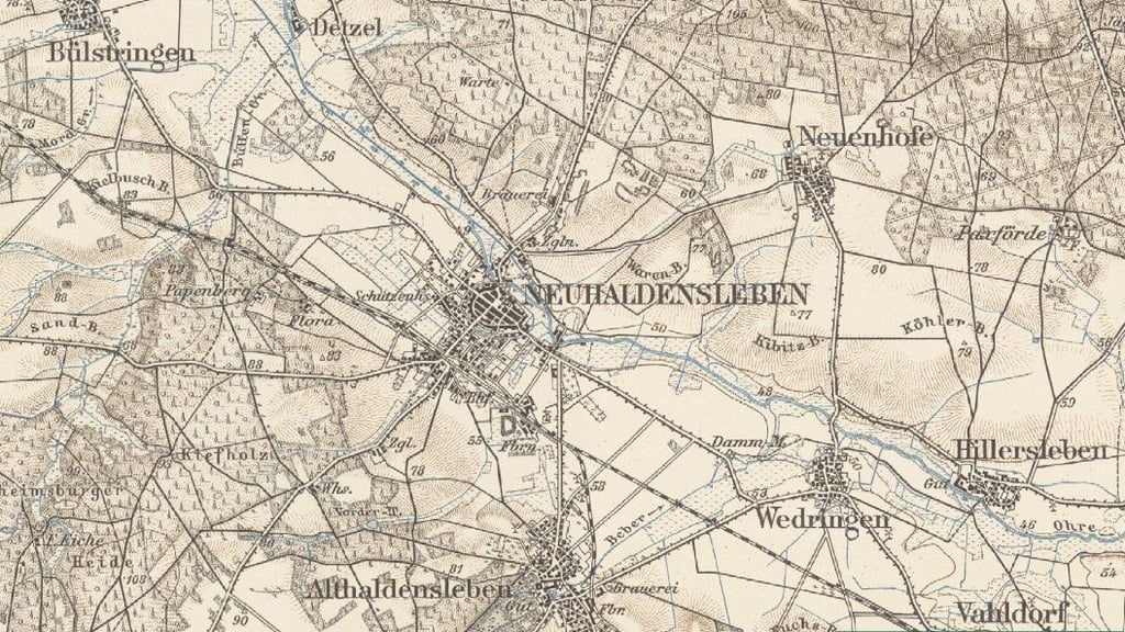 So sah Haldensleben um 1906 auf der Landkarte aus.