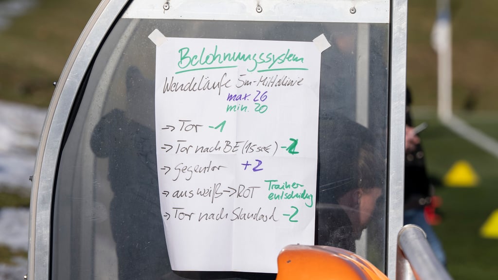 Das Belohnungssystem von HFC-Trainer Robert Schröder. Jenachdem, wie sich die Spieler in den Testspielen präsentieren, steigt oder sinkt die Zahl der Trainingsläufe.&nbsp;