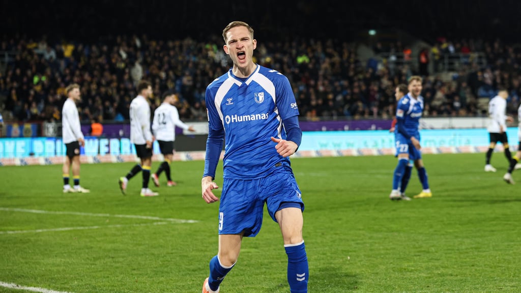 Die Spieler des 1. FC Magdeburg um Maximilian Breunig möchten auch im Derby gegen Dynamo Dresden als jubelnder Sieger vom Platz gehen.