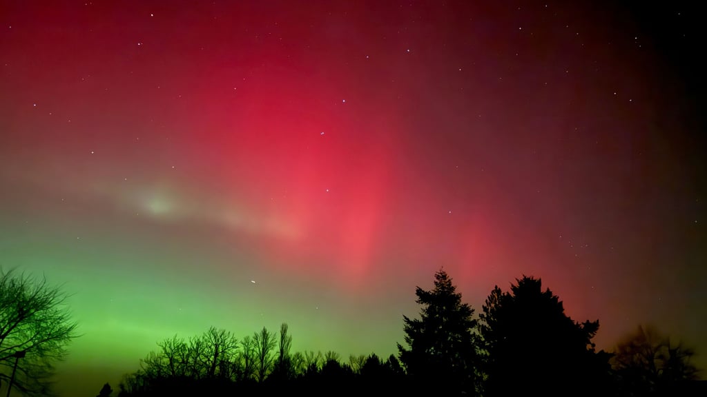 Jorgino Pein aus Bittkau gelang dieser Schnappschuss vom Zusammenspiel der Farben der Polarlichter.