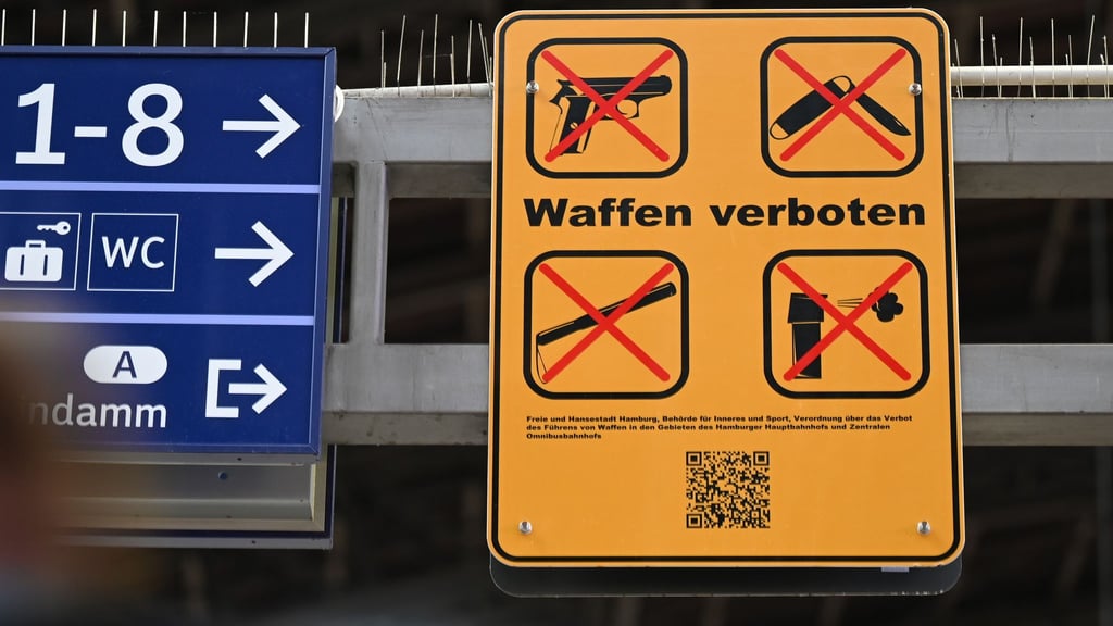 In vielen Verkehrsmitteln gelten bereits Waffenverbote – wie hier am Hauptbahnhof Hamburg. (Archivbild)