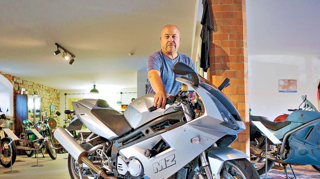 Zu den Schmuckstücken im Zweirad- und Technikmuseum Haynsburg zählt ohne Zeifel dieses seltene Gefährt: eine 1000er MZ. 