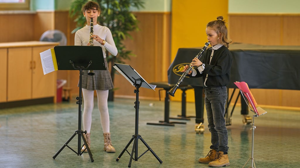 Aikaterini Konandrea und Taro Schindler beim Regionalwettbewerb von „Jugend musiziert 2026“ in Haldensleben, beide an der Klarinette.