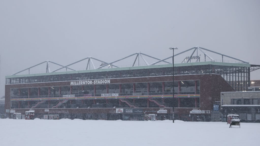 Das Stadion des FC St. Pauli im Schnee. (Archivbild)