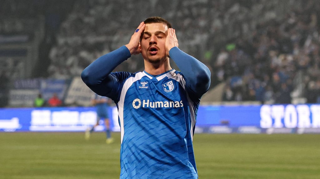 Mateusz Zukowski vom 1. FC Magdeburg: Der FCM-Stürmer traf beim Derby gegen Dynamo Dresden zum zwischenzeitlichen 1:0.