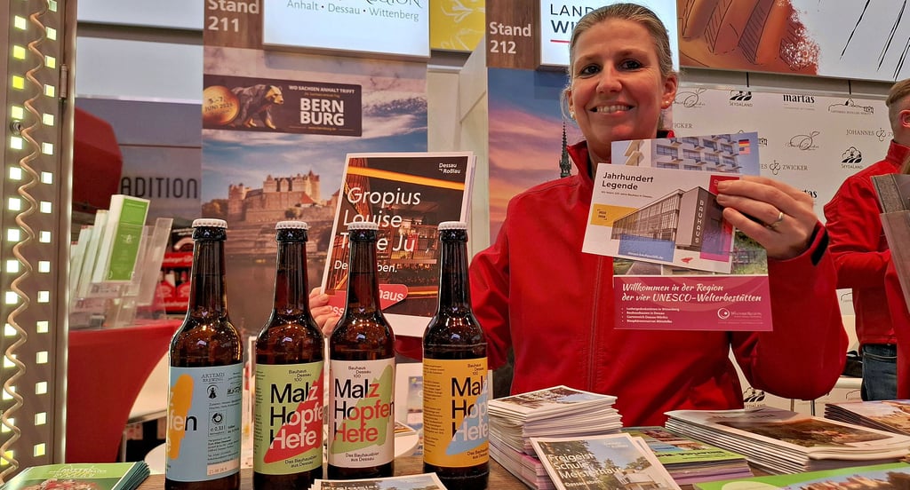 Julia Geupel arbeitet in der Tourist-Information in Dessau. Am Wochenende präsentierte sie die Stadt auf der Grünen Woche in Berlin.