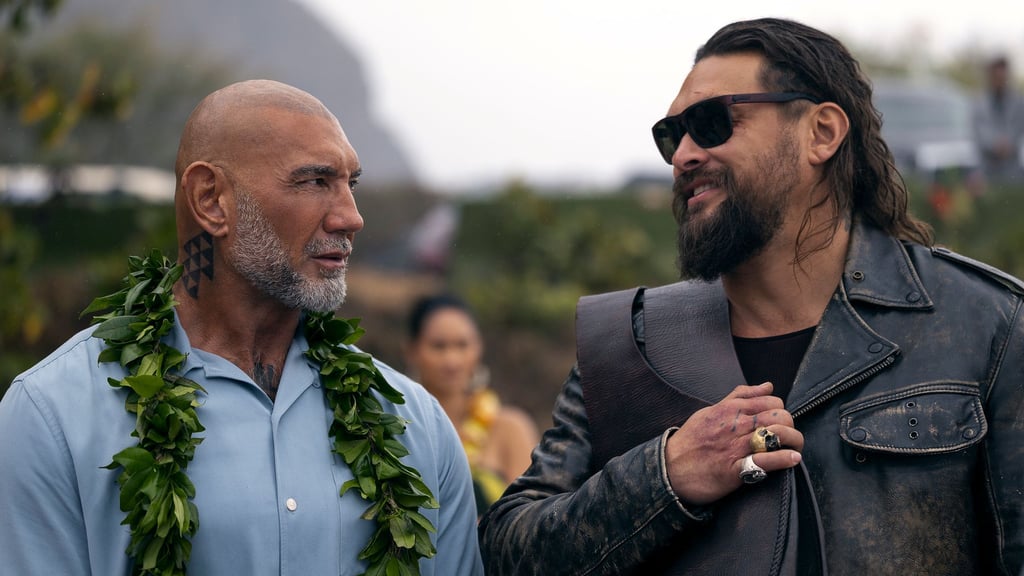Dave Bautista (links) und Jason Momoa in einer Szene der Buddy-Komödie „The Wrecking Crew“, die bei Prime Video zu sehen ist. (Start 28.1.)