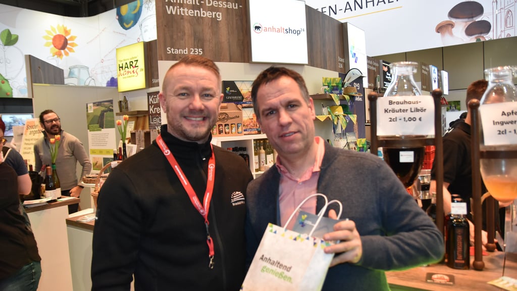 Marcel Urban und Stefan Wallwitz präsentieren ihre Regionen auf der Grünen Woche. 