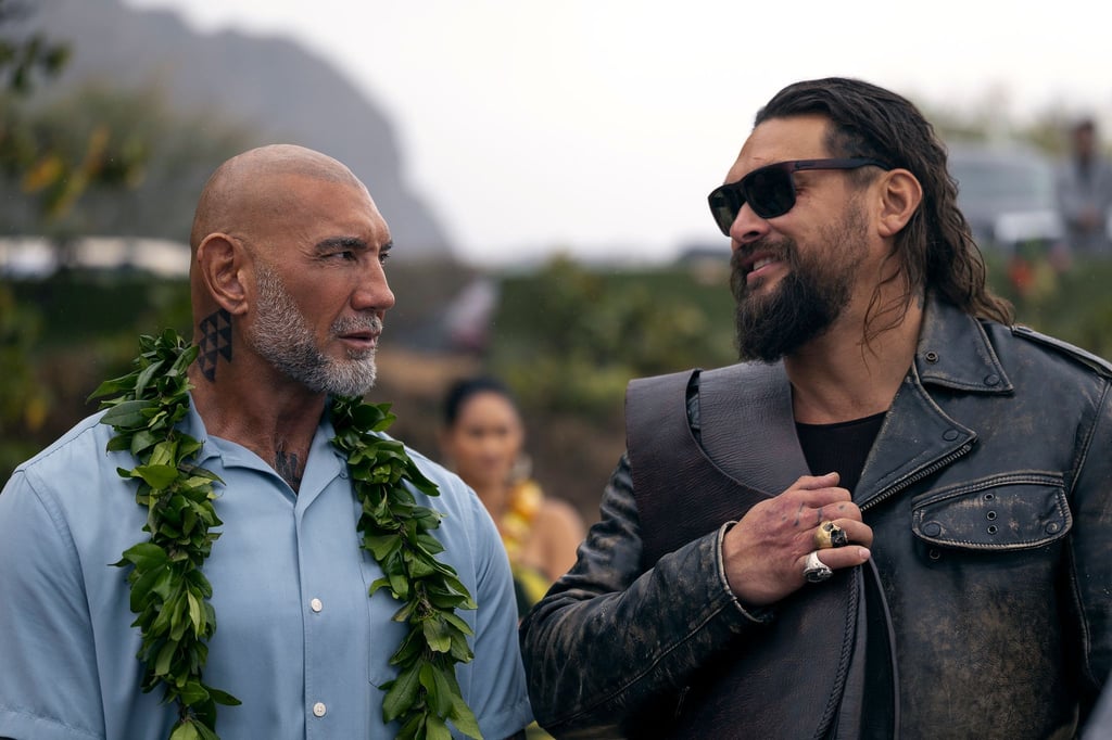 Dave Bautista (links) und Jason Momoa in einer Szene der Buddy-Komödie „The Wrecking Crew“, die bei Prime Video zu sehen ist. (Start 28.1.)