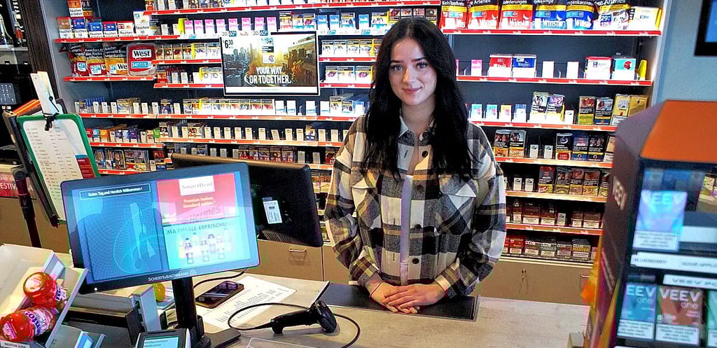 Die freundliche Angestellte Emelie Köhler in der Shell-Tankstelle in Havelberg.