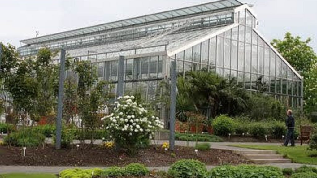 Blick auf das Glashaus im Rosarium.  Dort findet am 4. Februar erstmals eine Veranstaltung zum Weltkrebstag statt.  