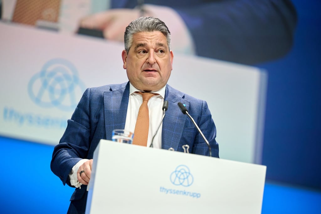Thyssenkrupp-Chef López wirbt bei den Aktionärinnen und Aktionären für die neue Unternehmensstrategie „Aces 2030“.