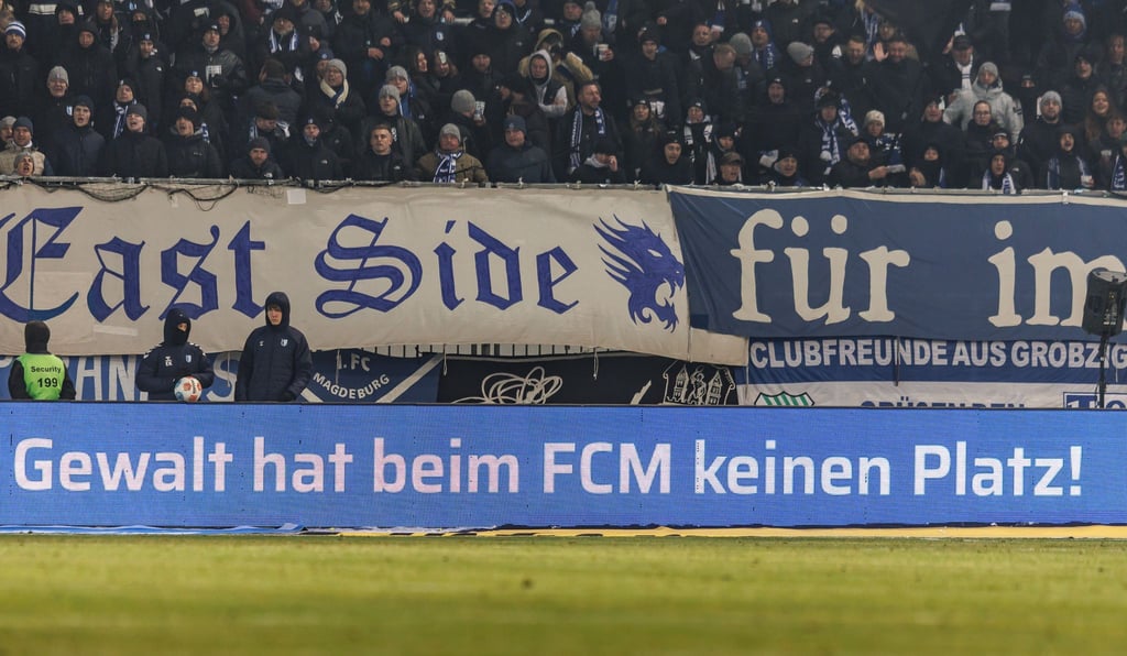Statement beim Spiel des 1. FC Magdeburg.