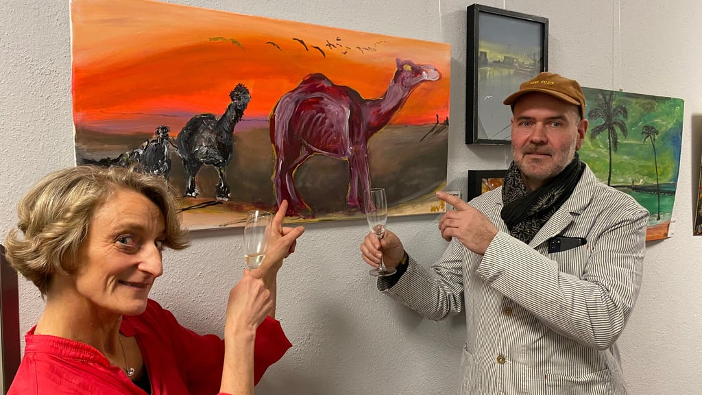 Doreen Barche und Jens Schumacher bei der Vernissage in Burg.