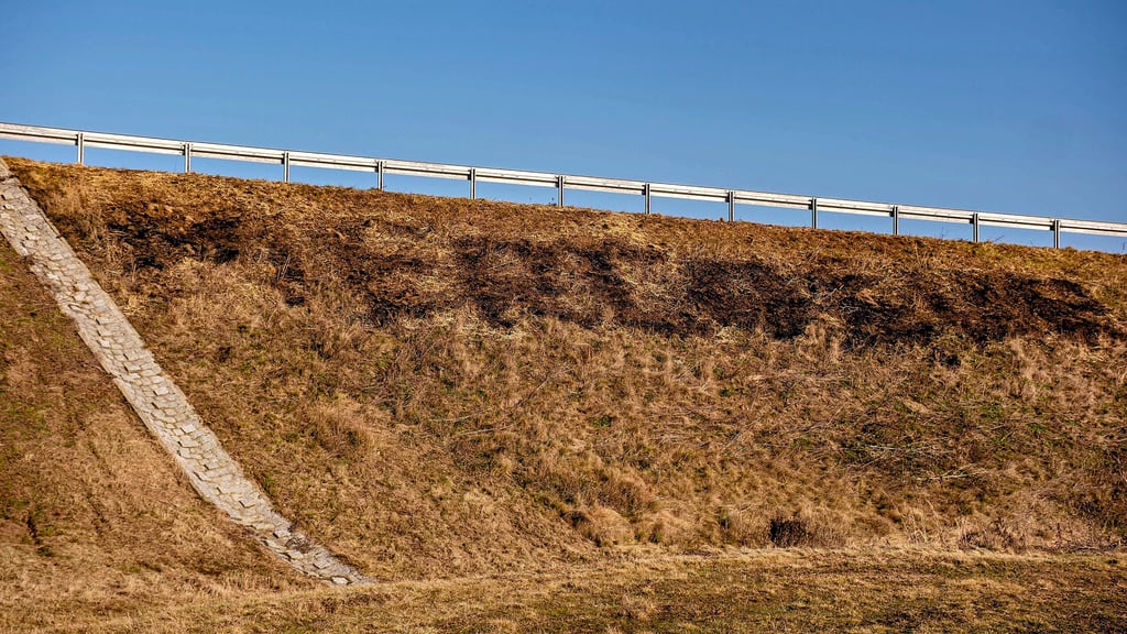 An einem Hang nahe der B 2 bei Eutzsch hat ein Feuer den Slogan „Stopp Mercosur“ eingebrannt.