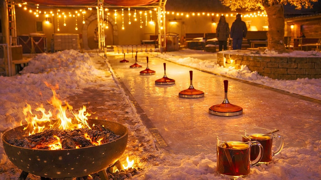 Die Eisstockbahn der „Seensucht“ soll am Goitzscheufer für Spaß und ein wohliges Gefühl sorgen. 
