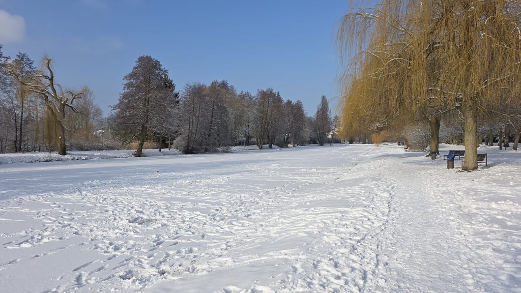 Der Stadtgraben in Gardelegen ist gefroren und lockt viele Besucher an. Doch ist das überhaupt sicher?