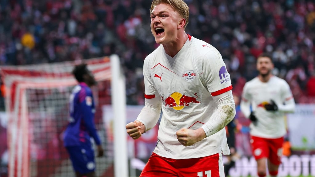 Conrad Harder will auch in den Topspielen mit RB Leipzig jubeln. (Archivbild)