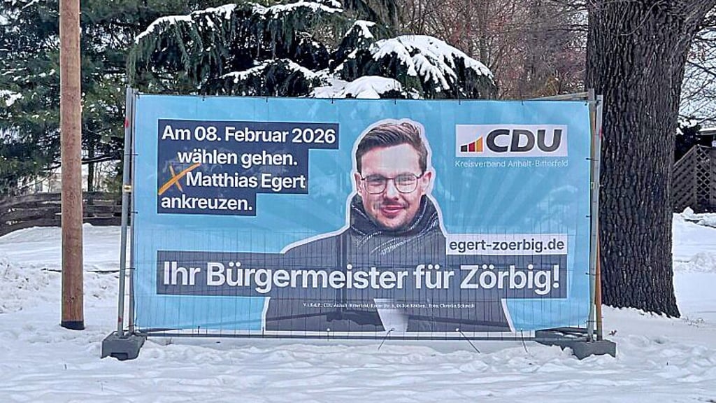 Auch ohne Konkurrenz macht Egert Werbung für die Wahl.