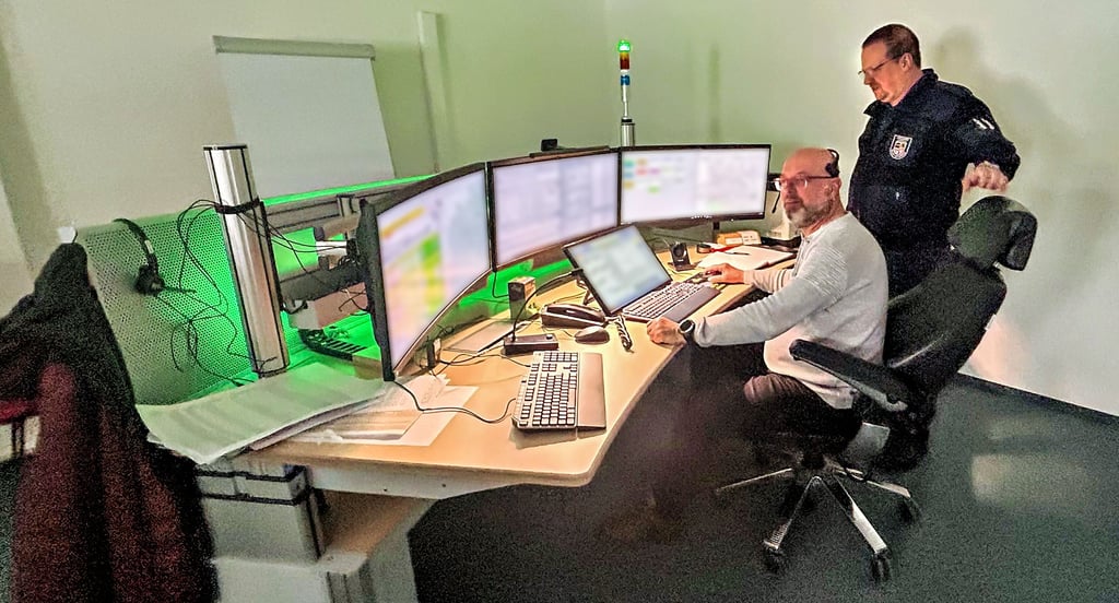 Nach dem Stromausfall  wurde entschieden, dass die Interimsleitstelle vorfristig in Betrieb geht. Die neue Technik steht in einem neuen Raum.