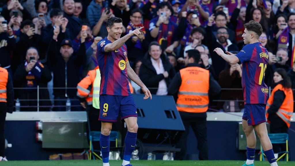 Robert Lewandowski erzielte das 1:0 für den FC Barcelona gegen Mallorca.