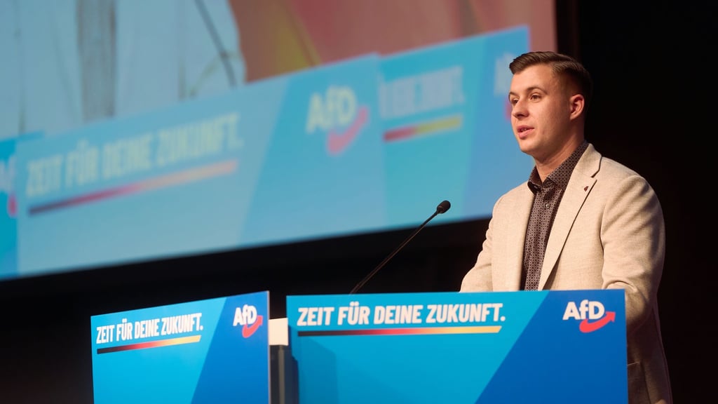 Der Vorsitzende der AfD-Jugendorganisation Generation Deutschland, Jean-Pascal Hohm, ist zu Gast bei der Gründung des Landesverbands Brandenburg. (Archivbild)
