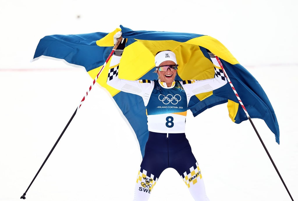 Frida Karlsson jubelte über ihre erste Goldmedaille bei den Olympischen Winterspielen.
