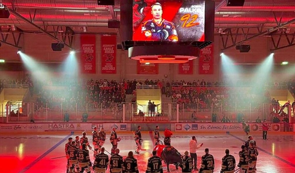 Wo normalerweise die Saale Bulls auf Torejagd gehen, werden zu Olympia die Spiele der deutschen Eishockey-Nationalmannschaft übertragen.