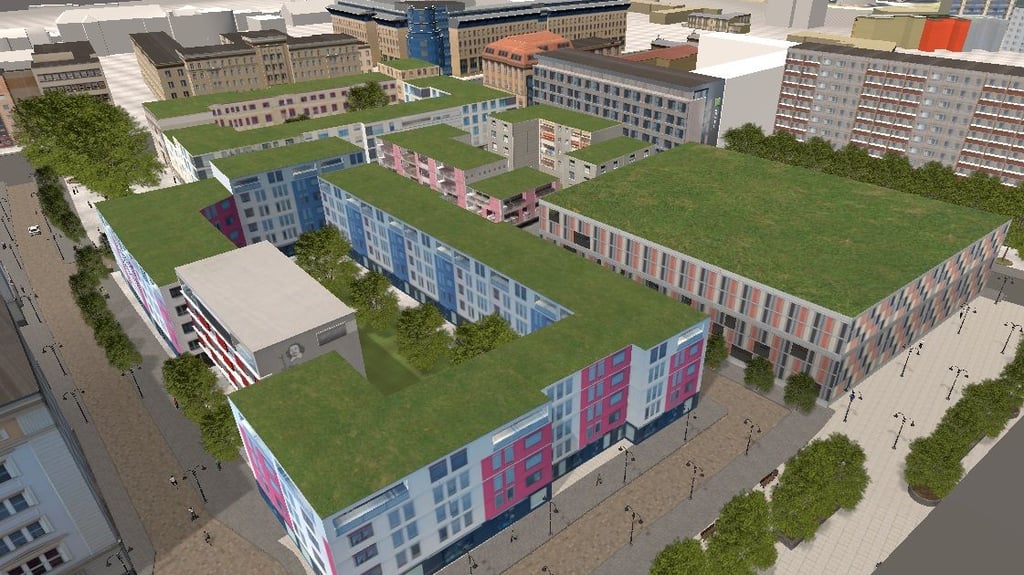 Ansicht auf das mögliche Wohnquartier an der Großen Münzstraße in der Magdeburger Innenstadt. 