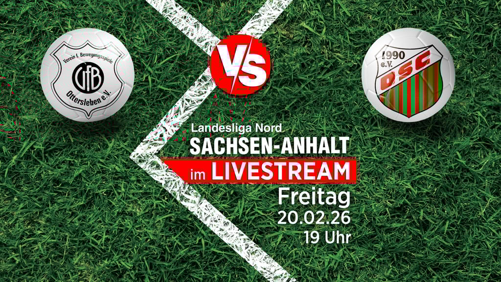 In der Landesliga Nord empfängt der VfB Ottersleben am Freitagabend den Oscherslebener SC zum Spitzenspiel. Die Volksstimme überträgt das Spiel im Livestream.