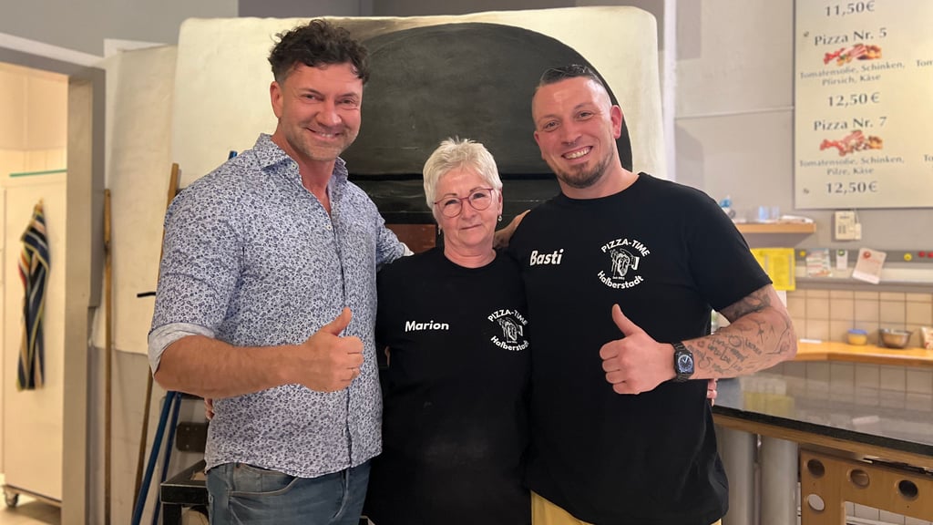 Dreimal (ehemalige und jetzige) Pizza-Time-Chefs: Maik Lorenz, Marion Heyer und Bastian Gabrielson (von links).