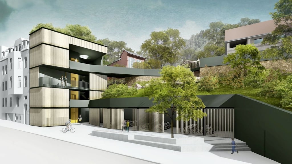 Eine Visualisierung zeigt den neuen Saaleeingang für den Bergzoo in der Seebener Straße in Halle. Dazu gehören auch überdachte Fahrradstellplätze.