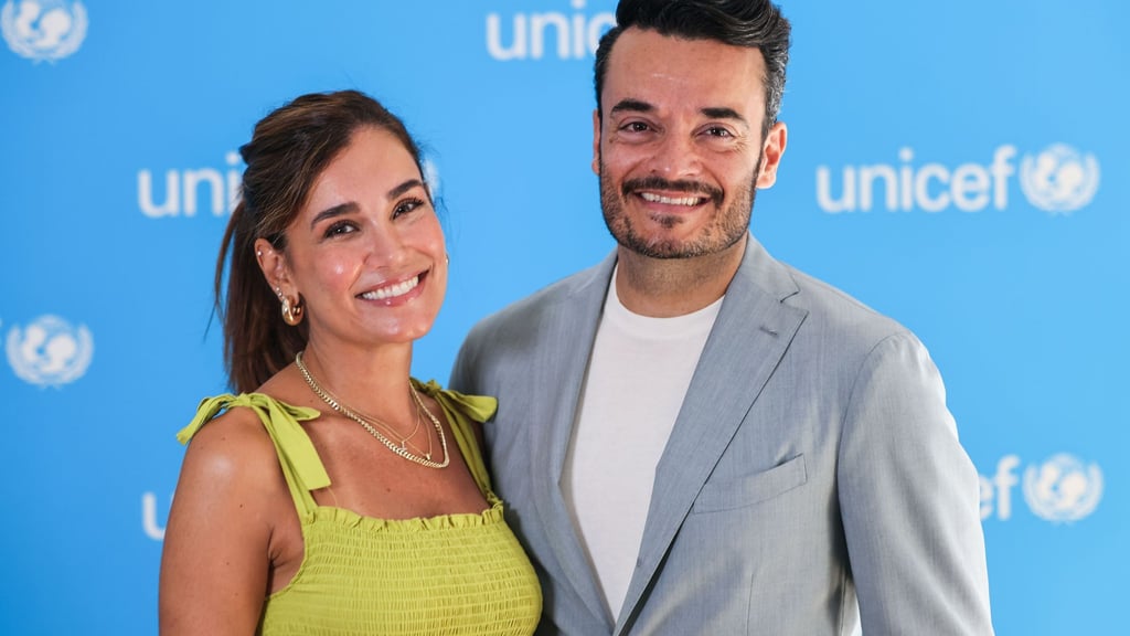 Jana Ina und ihr Giovanni treten betont fröhlich und glücklich in der Öffentlichkeit auf, hier bei der Ernennung zu Unicef-Paten im Juli 2025 in Köln. (Archivbild)