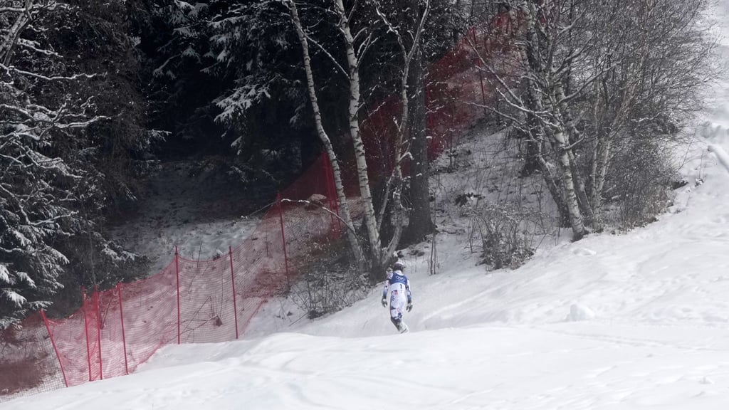 Nach seinem Slalom-Aus flüchtete Atle Lie McGrath in den Wald.