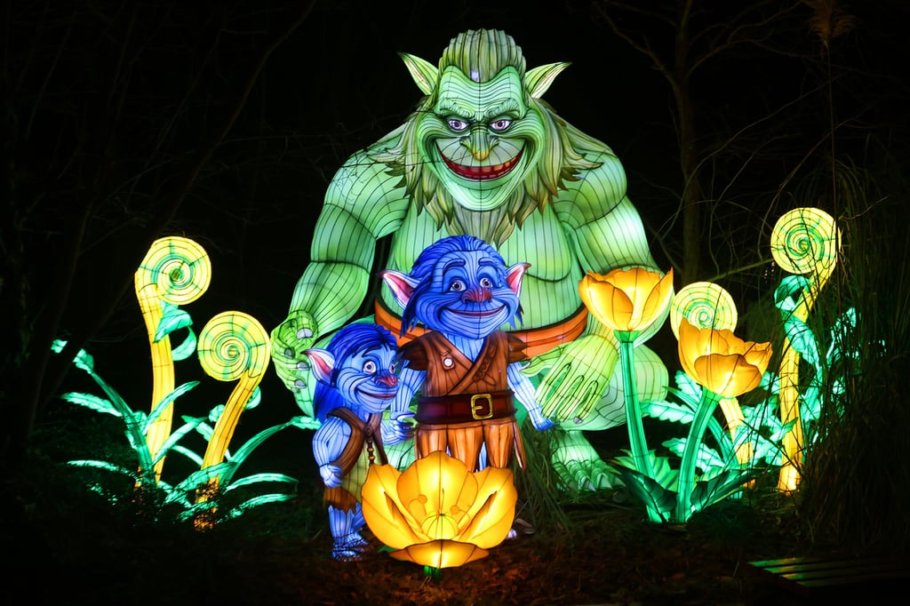 Auch diese Trolle warten nur noch bis zum 1. März auf Besuch im Bergzoo Halle. Dann sind die Lichterwelten beendet.&nbsp;